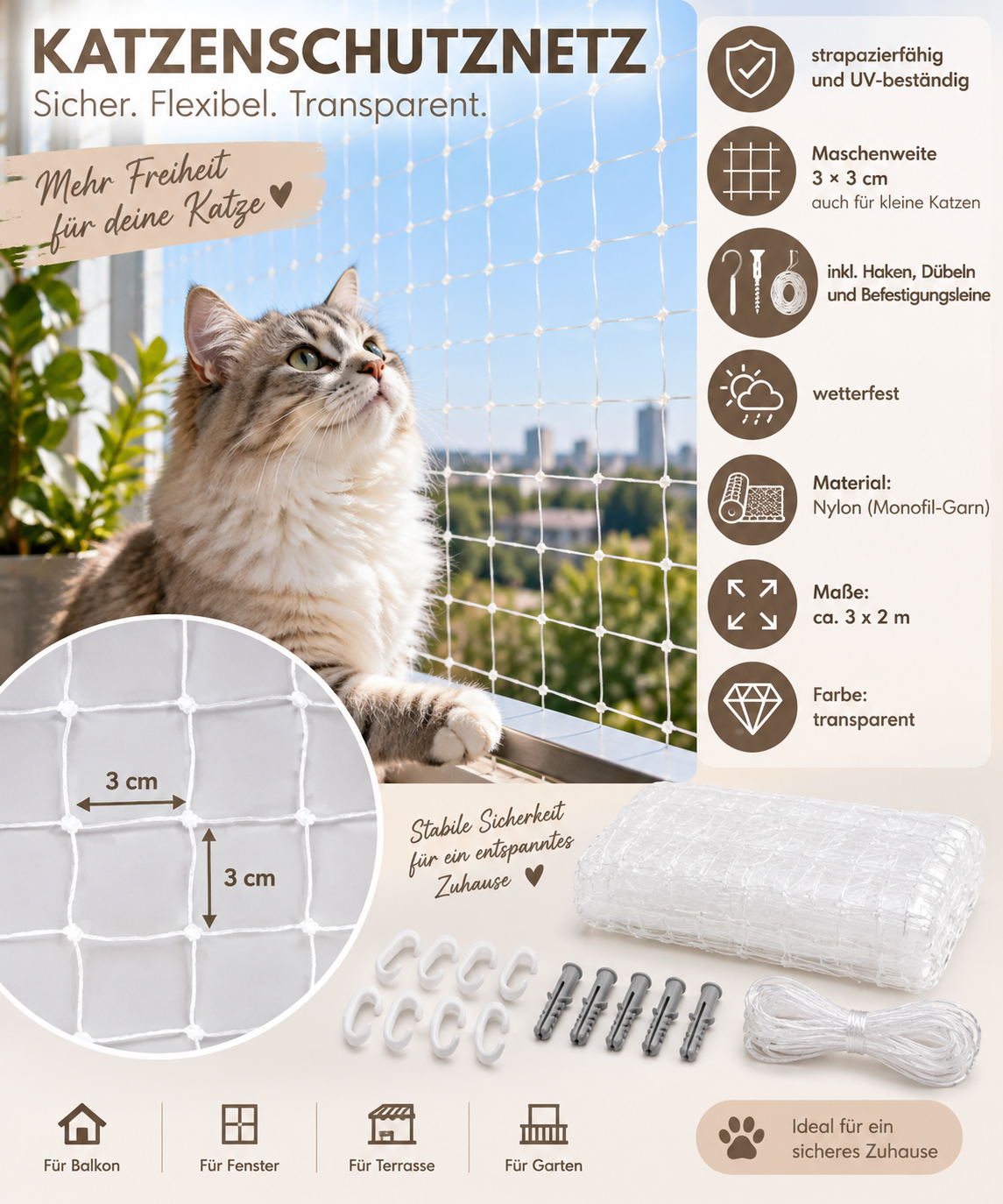 Katzenschutznetz – Sicherer Freiraum für deine Katze