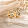 Katzen Ohrstecker - 925 Sterling Silber