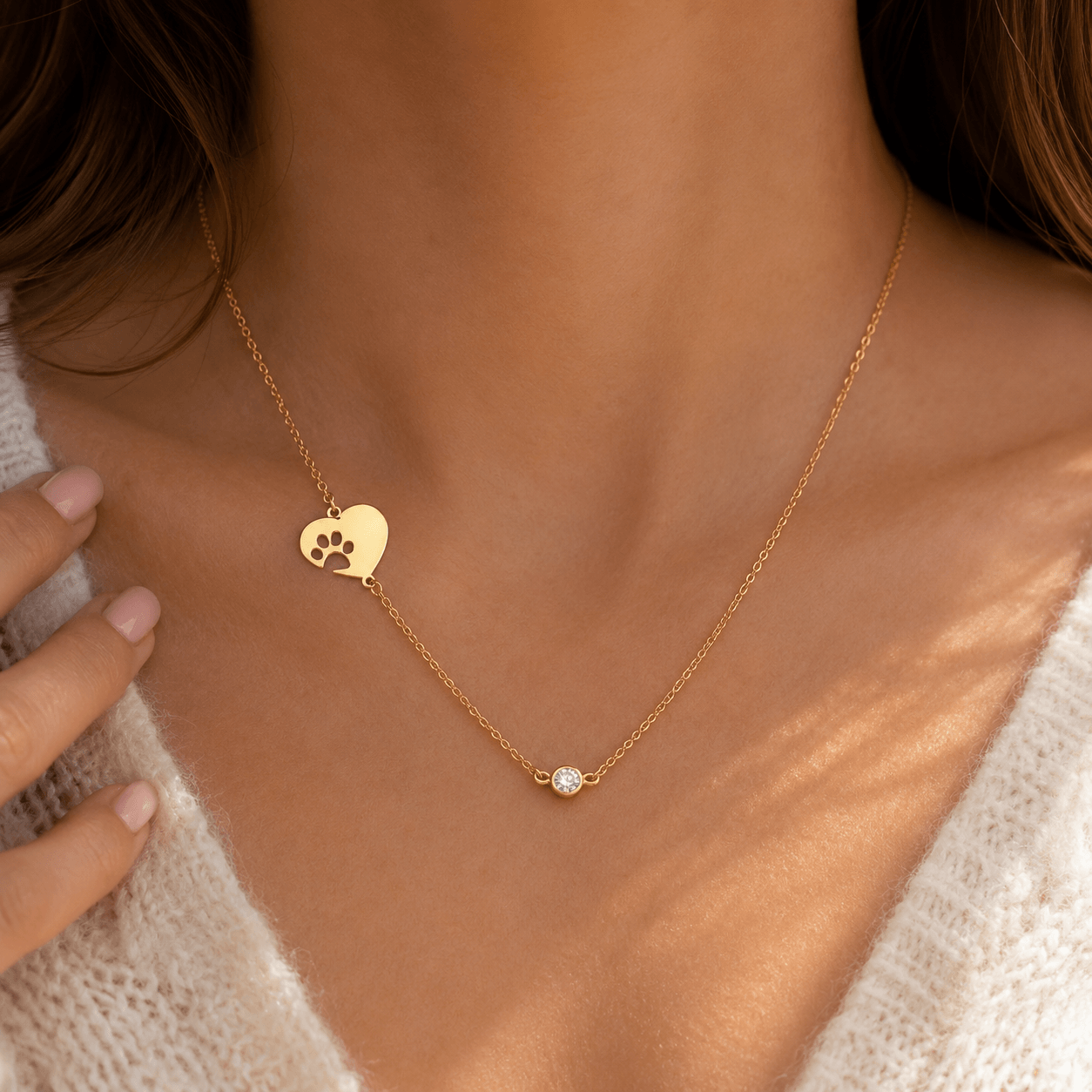 Pfotenherz Halskette 925 Sterling Silber – Erinnerung mit Liebe getragen