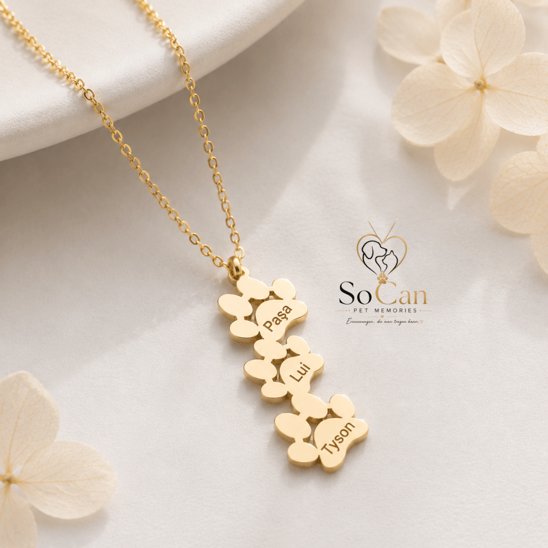Personalisierte Pfoten Halskette aus 925 Sterling Silber – Deine Lieblinge immer bei dir 🐾