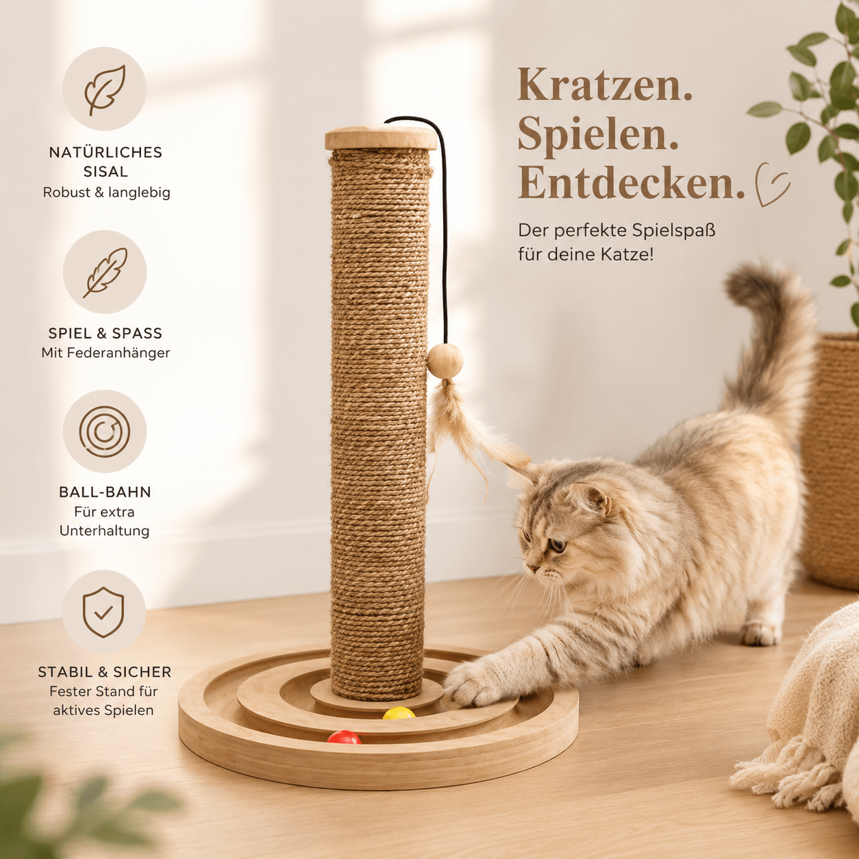 Karlie Flamingo Seegras-Kratzbaum Brigitte mit Spielzeug