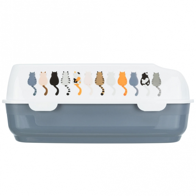 Trixie Katzentoilette Delio mit Motiv - grau/weiß