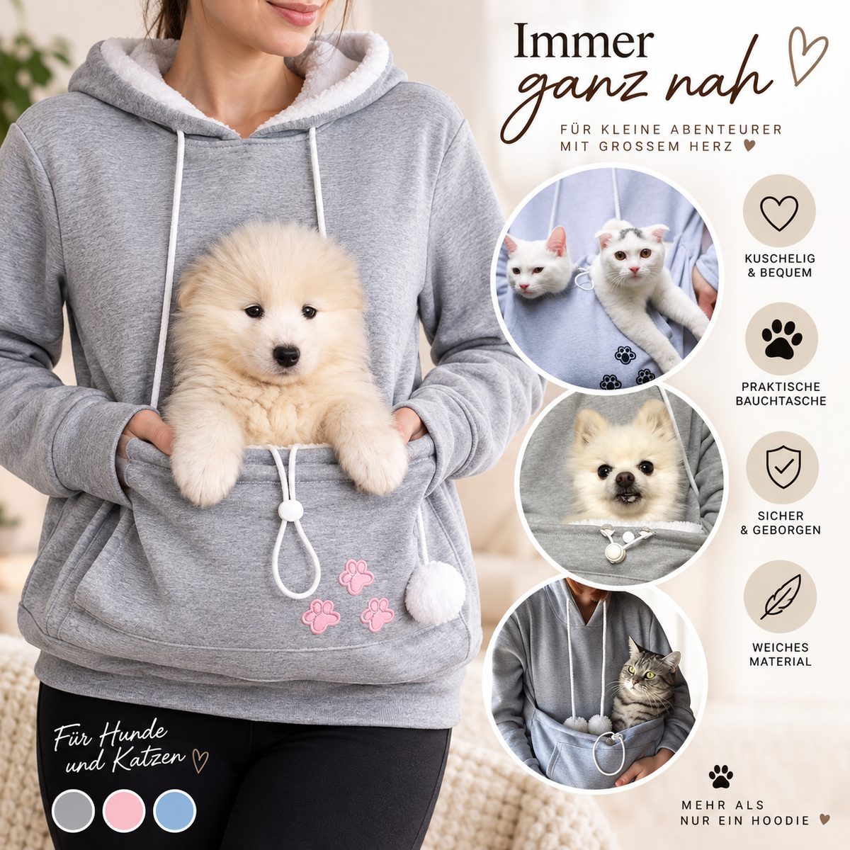 Kuscheliger Hoodie für Hunde & Katzen 🐾❤️