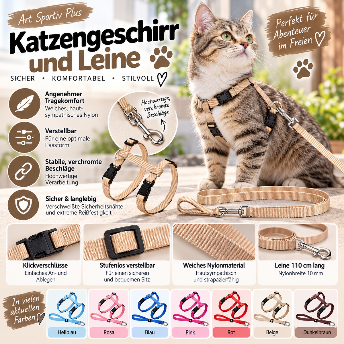 Karlie ASP Katzengeschirr mit Leine